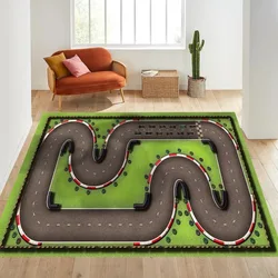 Racing Car Track Rug Speedway Rug Kids Room Decoration Popular Rug for Bedroom Bedside Floor Mat Washable Children Crawling Mat