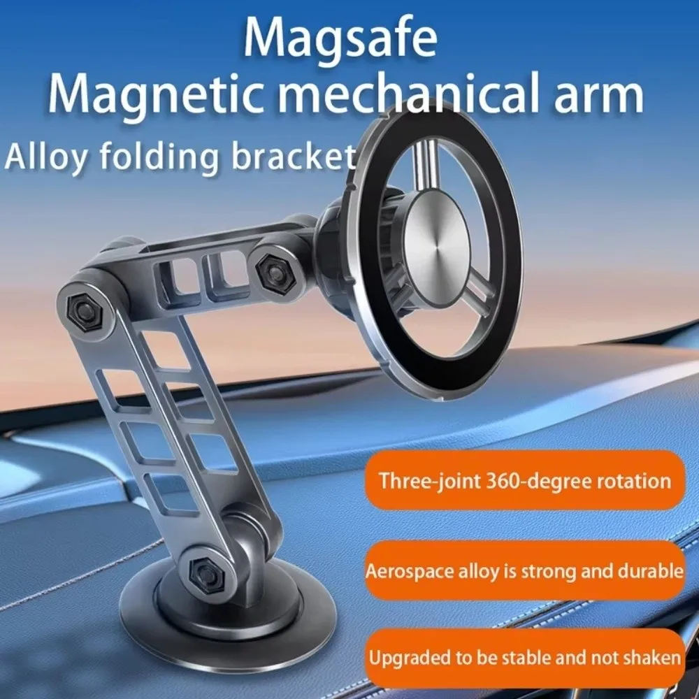 360° Rotation Magnetic Car Phone Holder Folding Anti-Shake Navigation Bracket Multifunctional Telescoping