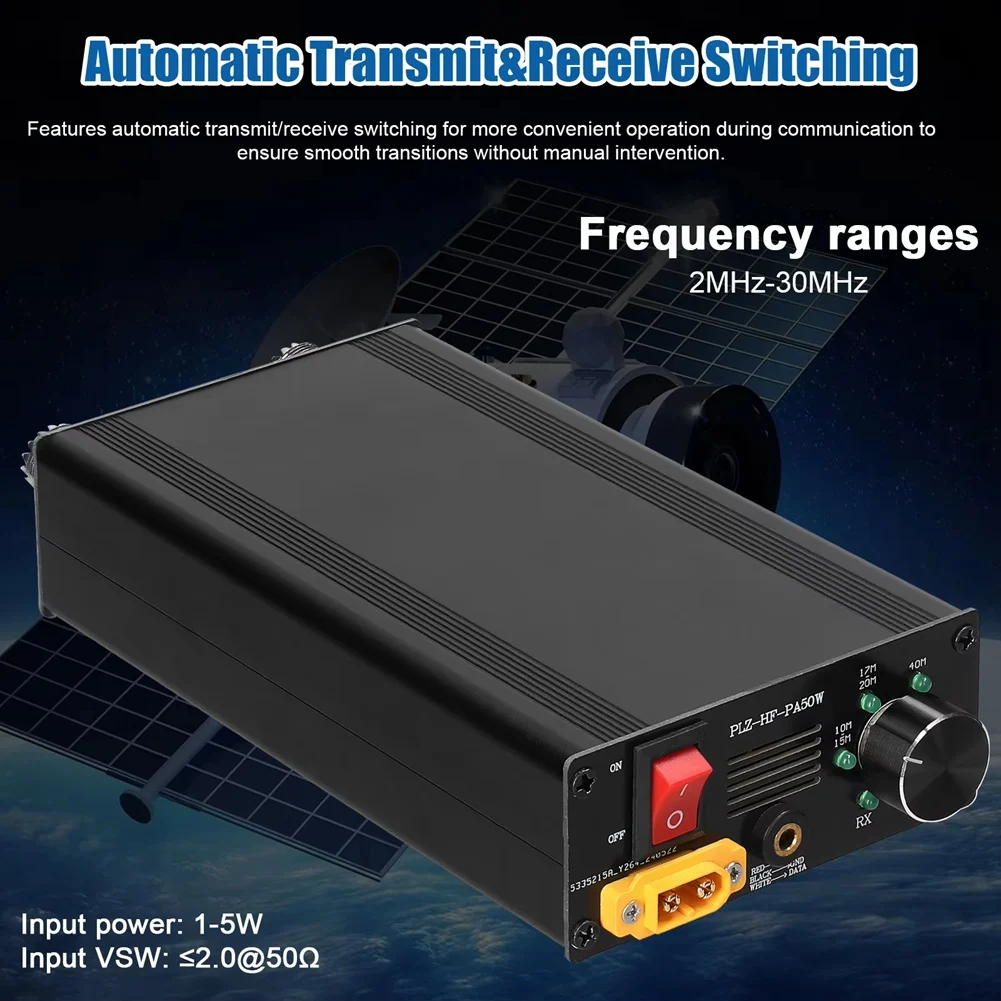 50W Portable Shortwave Power Amplifier with 4-Gear LPF Automatic Transmit & Receive Switching for Multiple Protocols