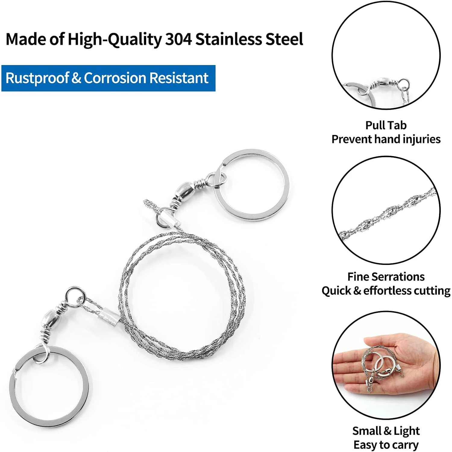 Manual Hand Steel Rope Chain Saw Steel Wire Kit Hiking Outdoor Camping Equipments Gear Portable Travel Emergency Mini Hand Tools