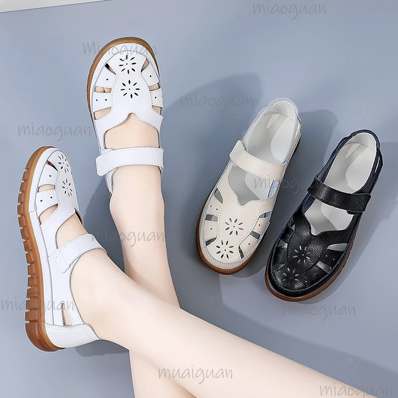 Roma Summer Breathable Leather Sandals Women Fashion Non-Slip Casual Retro Shoes Ladies Beach Vacation Comsort Footwears