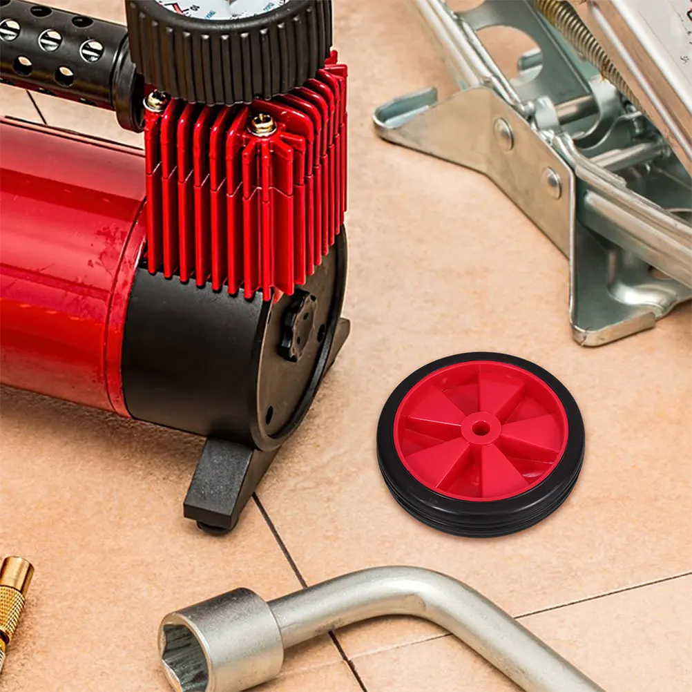 

2pcs Air Compressor Wheel Replacement Parts Thickened Rubber Caster Wheels For Industrial Use Durable Plastic Frame Smooth