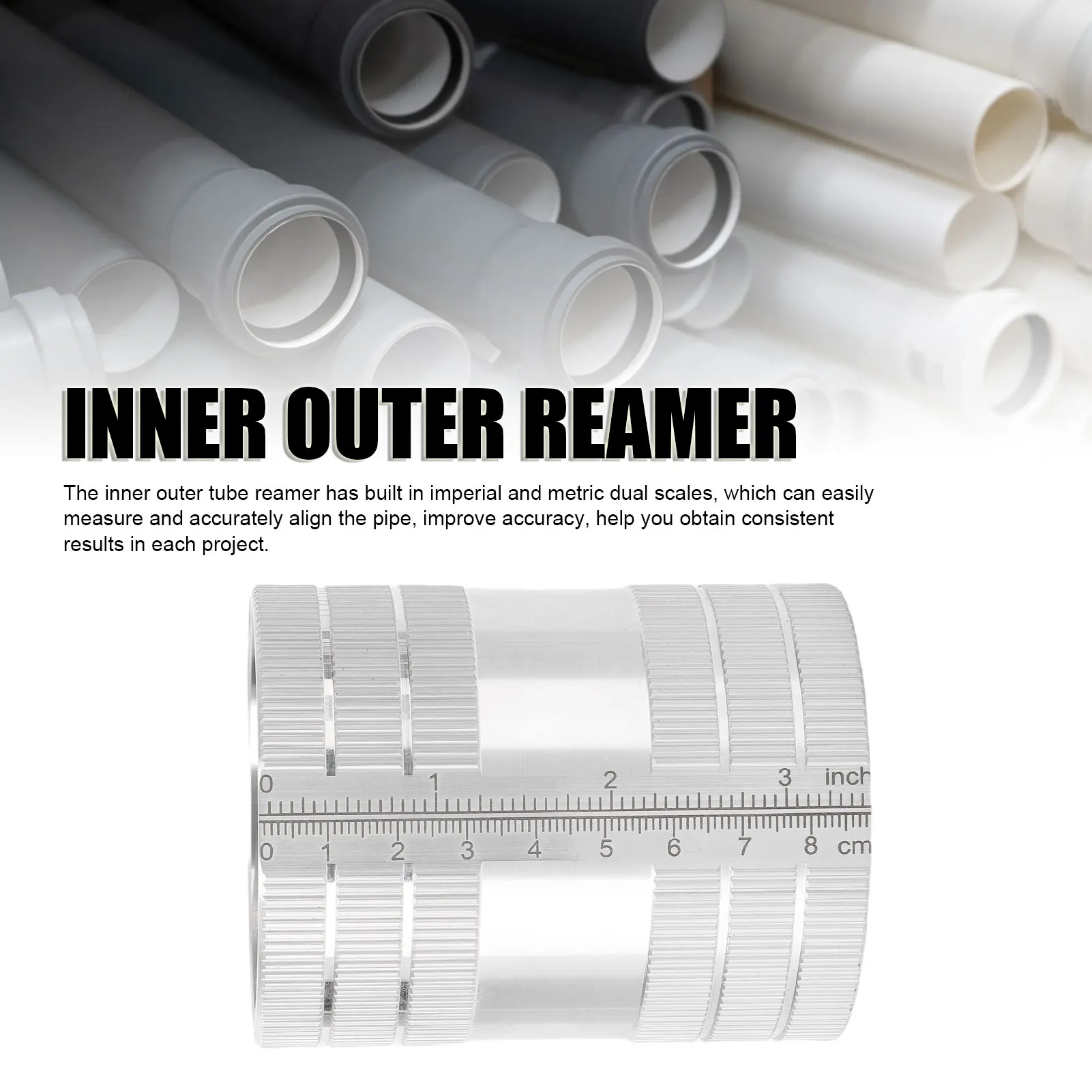 Inner Outer Tube Reamer 5/16in To 2-1/8in Inner Outer Pipe Deburring Tool for 12-54mm Stainless Steel Copper Aluminum PVC Pipes