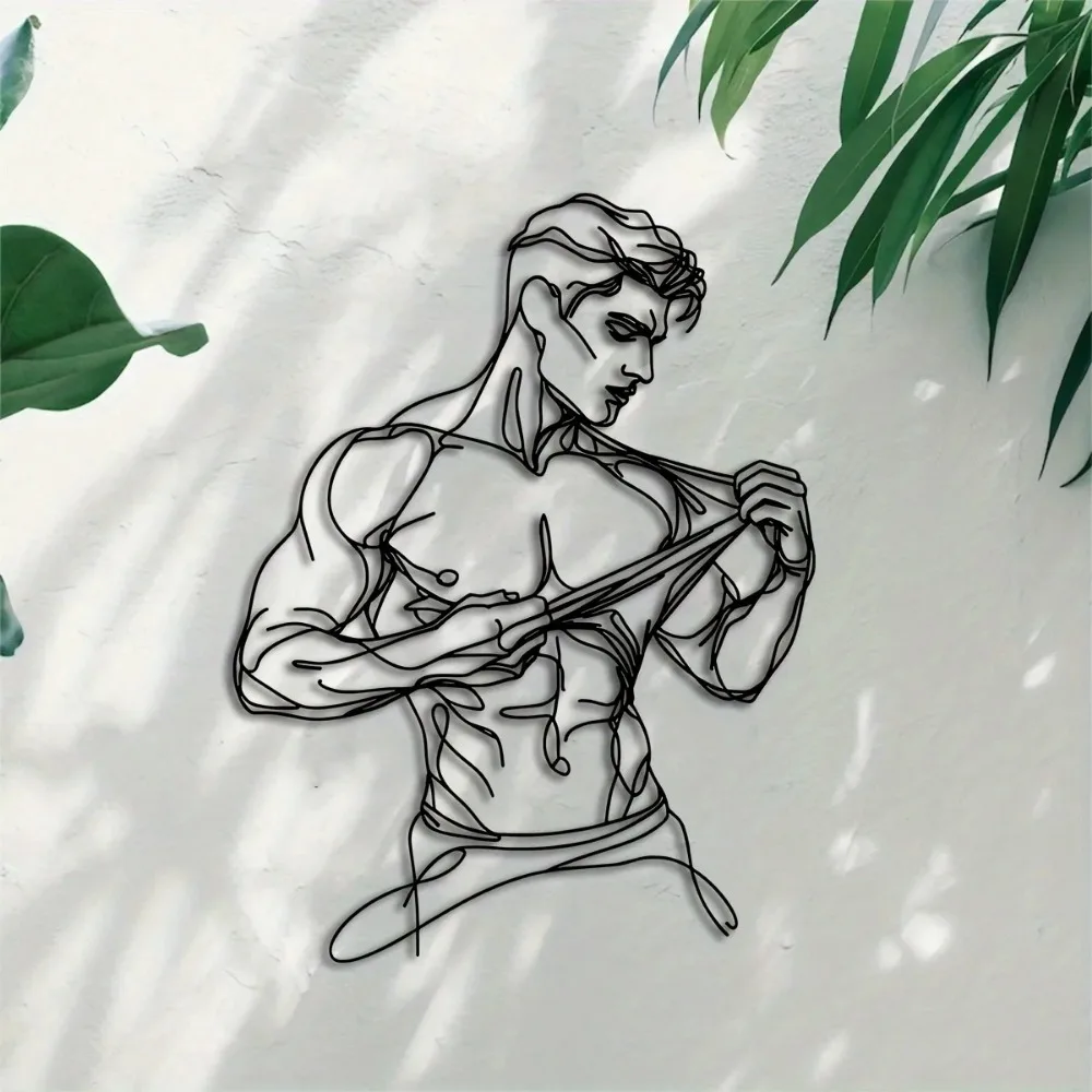 CIFBUY Men's Muscular Shirt Tear Iron Wall Art Minimalist Decor Detachable Reusable Office Bathroom Bedroom Patio Ornament