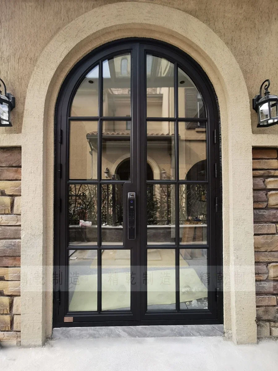 

opposite double door entry door wrought iron glass anti-theft door