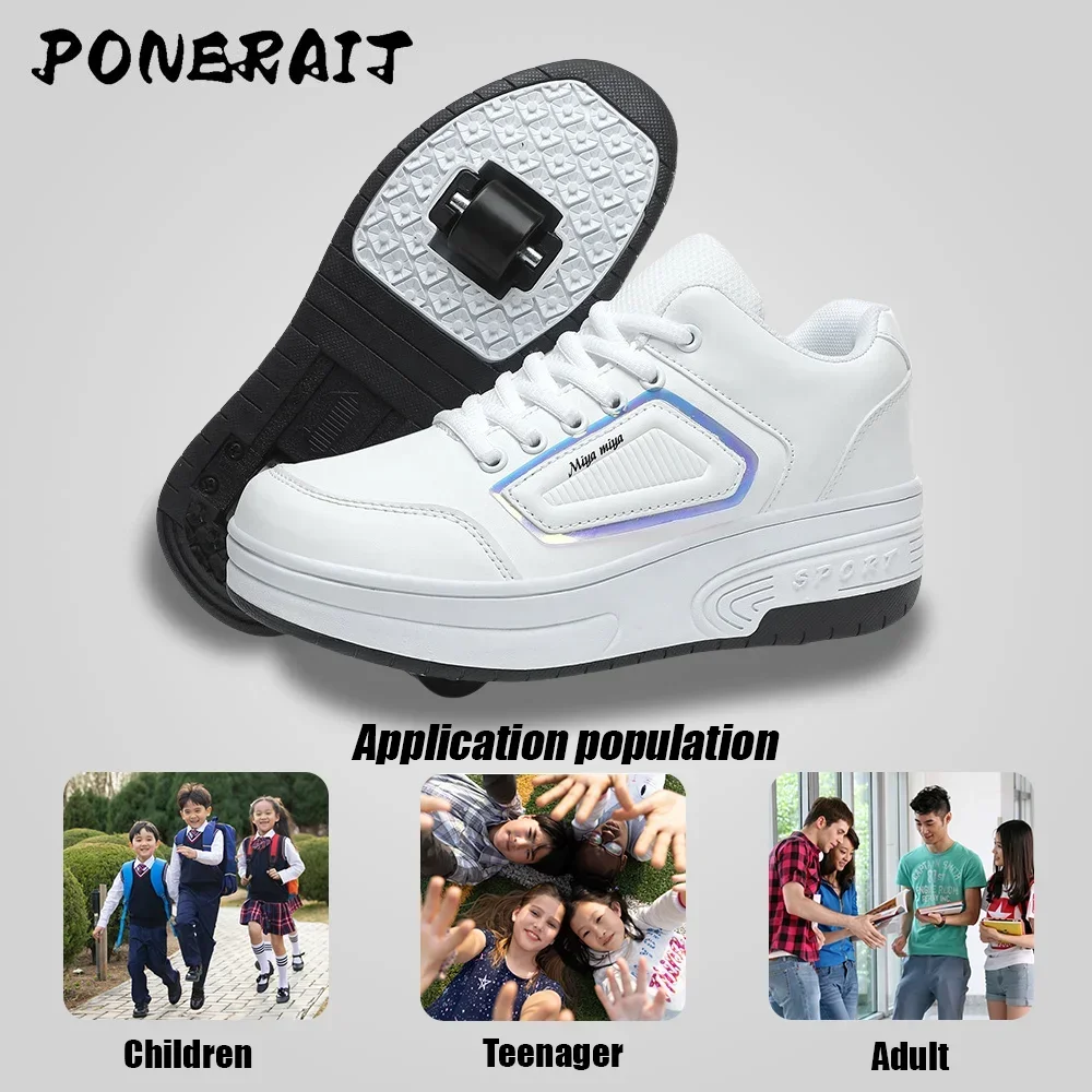 Zapatillas de deporte informales para niños y adultos, zapatos de Patinaje con ruedas de doble uso, deportes al aire libre, 4 ruedas, novedad