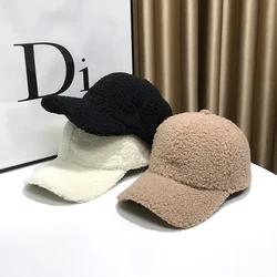 Winter Hats For Women Baseball Caps Plush Thickened Warm Baseball Cap Female Casual Solid Color Fashion Design Outdoor