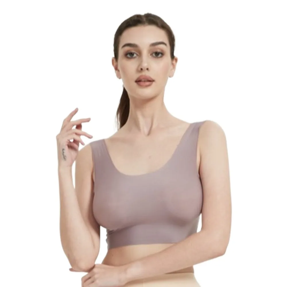 Fashion Sleeveless Ice Silk Camisole Ultra-thin Seamless Tank Top for Women Slim Fit Simple Slim Summer Crop Top Underwear