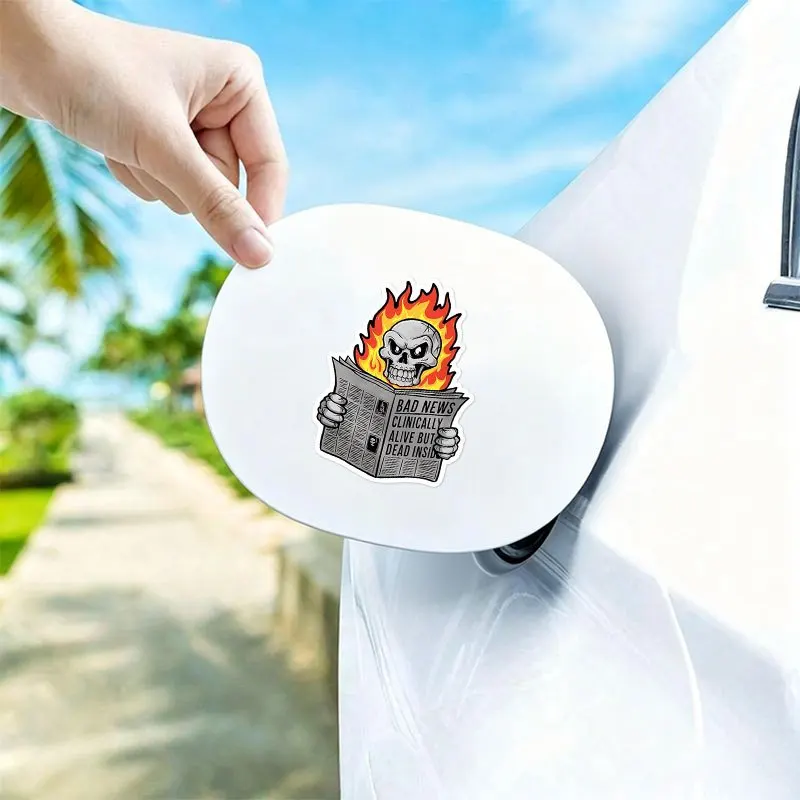

1pc Burning Skull Dark Humor Vinyl Sticker, Waterproof Funny Decal for Motorcycle Car Laptop