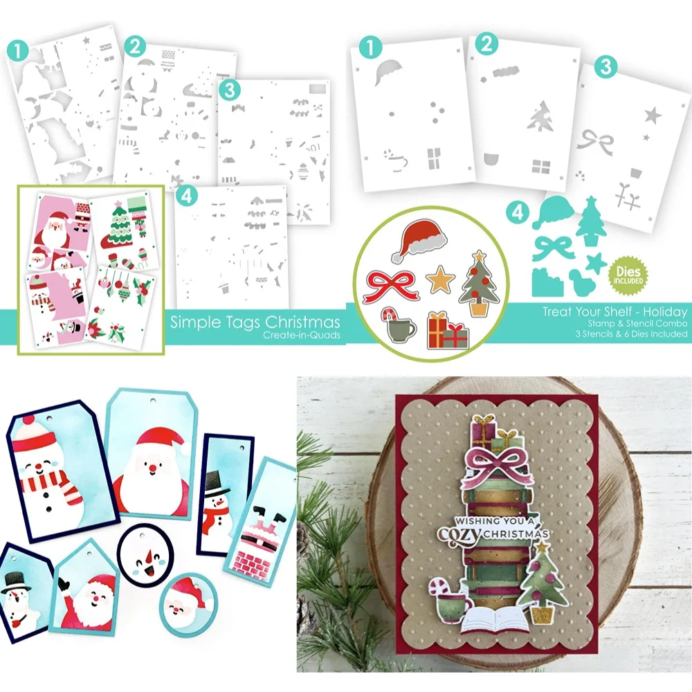 علامات بسيطة عيد الميلاد 2025 جديد يموت سجل القصاصات مذكرات الديكور قالب النقش الاستنسل DIY بها بنفسك بطاقات المعايدة اليدوية