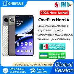 OnePlus-Smartphone Nord 4, 5G, batterie 2024 mAh, SUPERVOOC 5500 W, appareil photo SONY 50MP pour touristes, écran AMOLED ultra-lumineux 100Hz, version globale, nouveau, 120