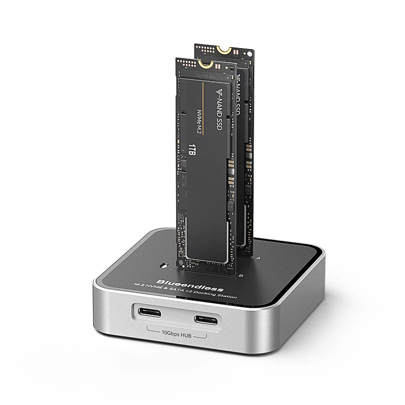 Blueendless Type-C3.2 Hard Disk Duplicator for M.2 NVMe 22110、2280、2260、2242、2230 1GB Per Second with 2-10Gbps Hub 12v/2A 16TB