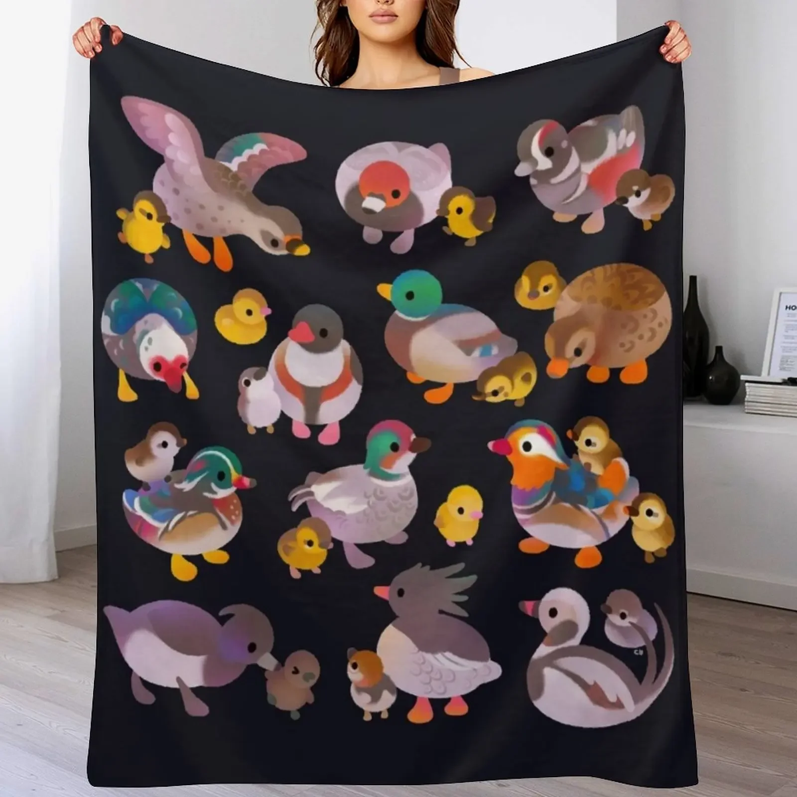 

Duck and Duckling - dark Throw Blanket Decorative Sofa Single Luxury Designer for winter Blankets