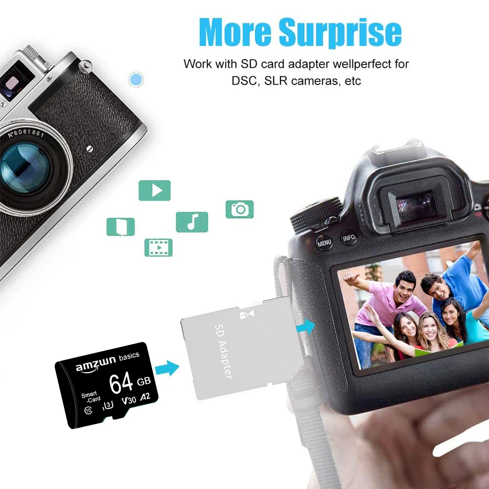 การ์ดหน่วยความจำความเร็วสูง 128GB มินิ SD การ์ด 64GB Class10 แฟลชไมโคร TF SDcard 32GB 16G 8G 4G 2G จัดเก็บรูปภาพ วิดีโอ V30 สำหรับโทรศัพท์