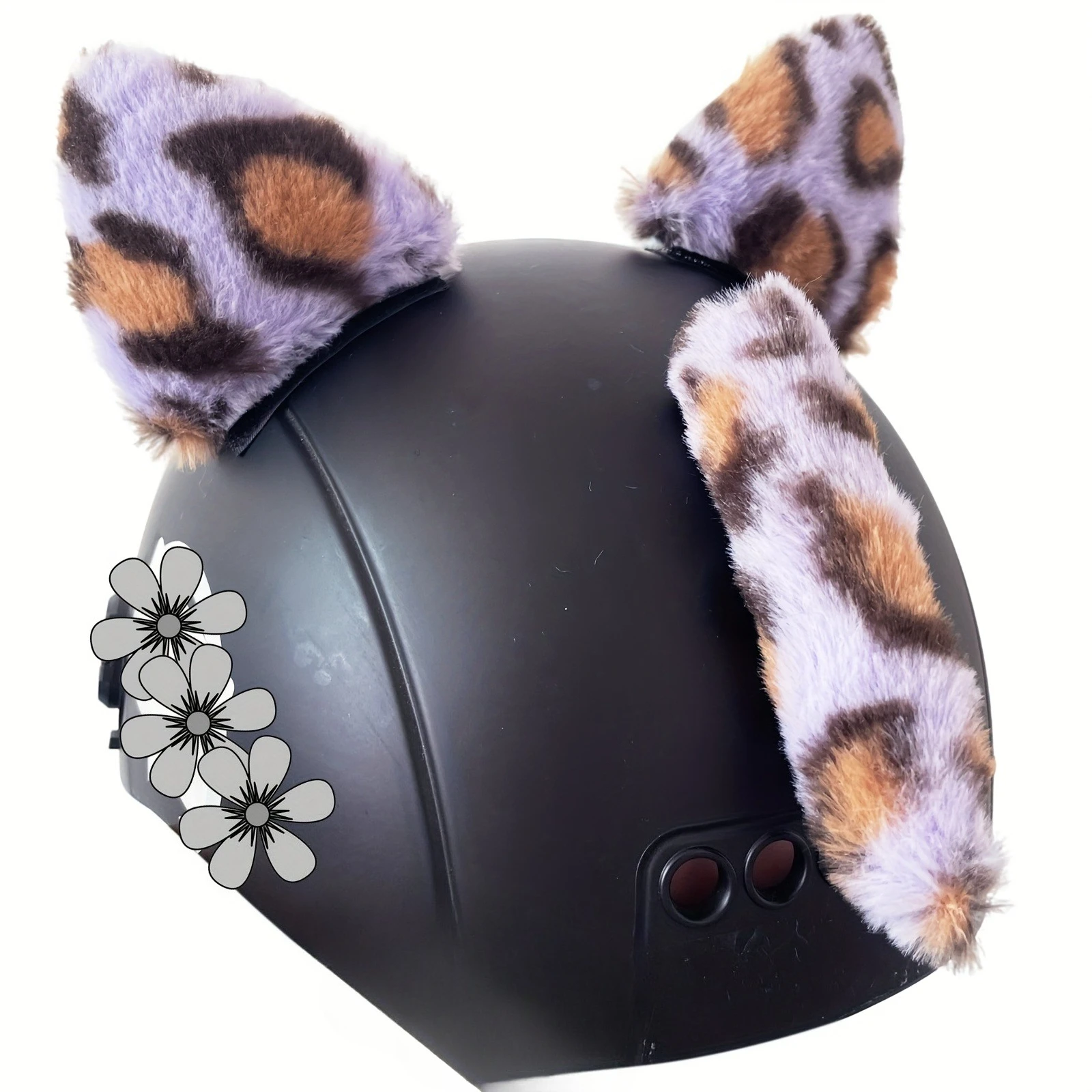 Cute Cat Ears for Helmet with Tail Decoration Reusable Helmet Cat Ears Plush Horn Decoration for Ski Motorcycle Snowboard Helmet