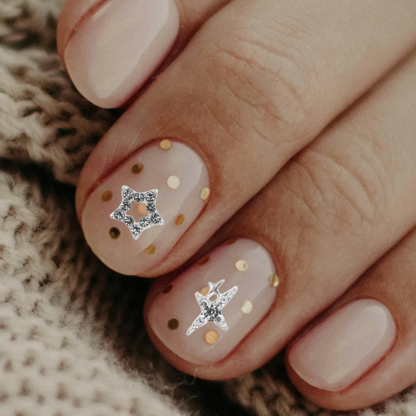 50 szt. Ozdób do paznokci 3D w kształcie gwiazd, stop, pusty pentagram, cyrkonie, błyszczące dekoracje do paznokci do manicure żelowego akrylowego, na festiwal