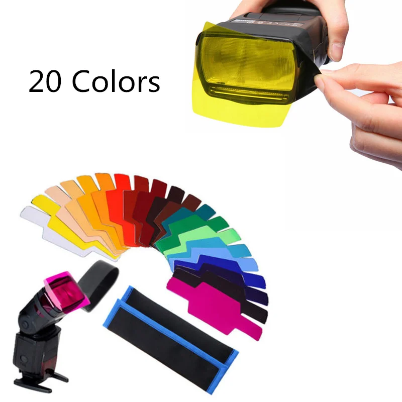 20pcs Flash Speedlite Color Gels Filters For Canon Camera Photographic Filter Speedlight
