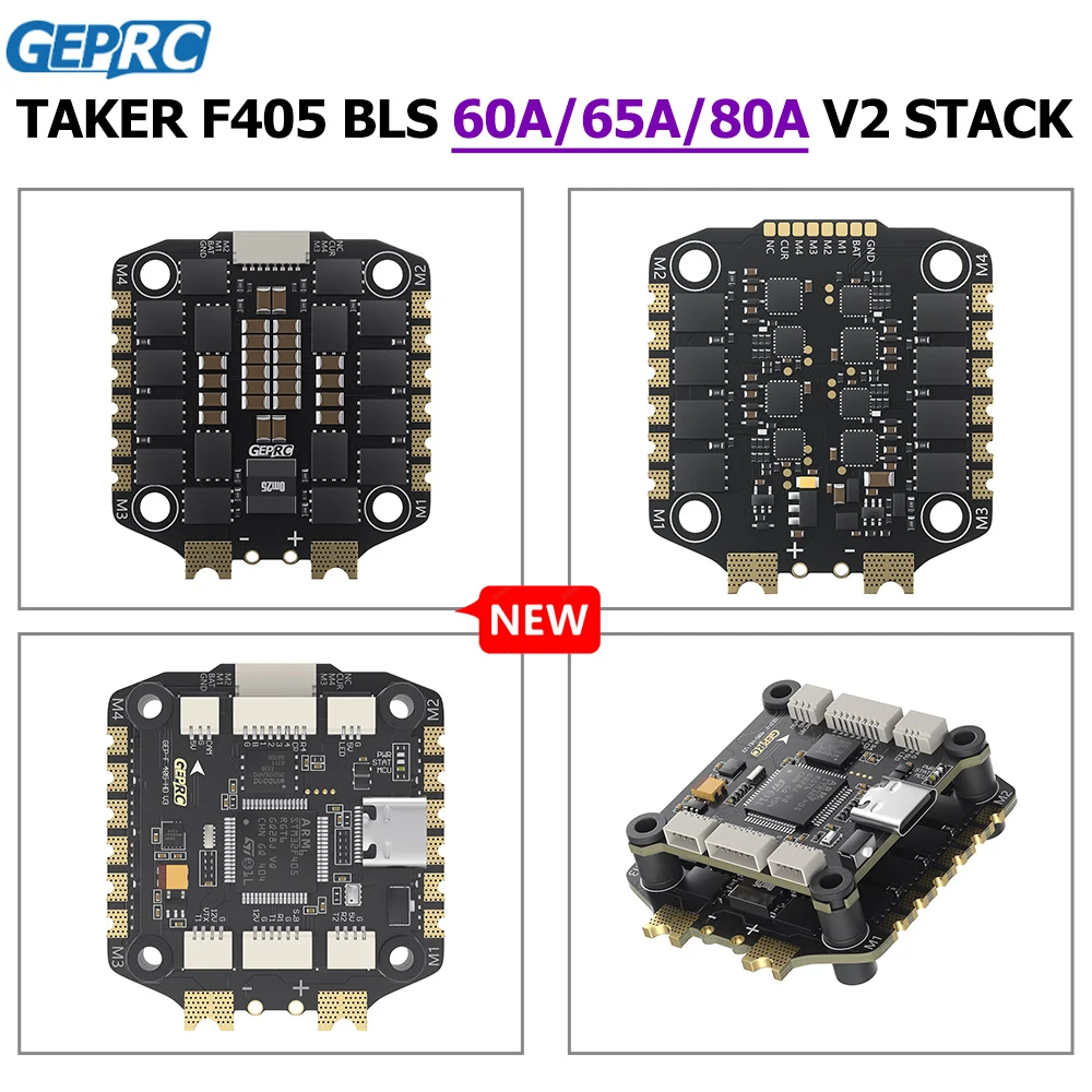 

GEPRC TAKER F405 BLS 60A 65A 80A V2 STACK 4IN1 ESC AT7456E chip 16MB Black Box Data Analyze Record Flight Data for RC FPV Drone