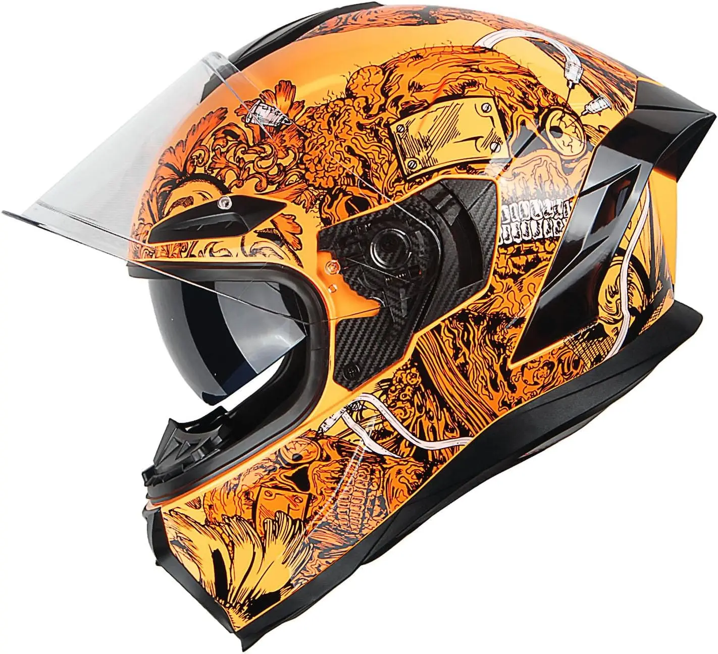 Motorcycle Full Face Helmet Ghost Street Bike Smoked Inner Visor Dual Visor Sun Shield: HJAH15