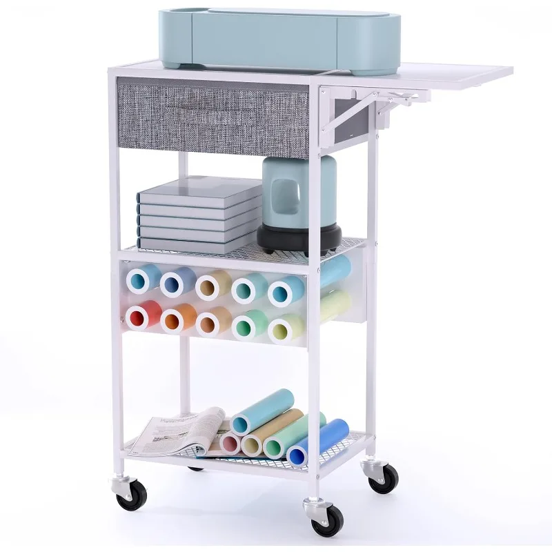 

Rolling Cricut Storage Organizer Cart Compatible with Cricut Machine, Cricut Vinyl Roll Holder Foldable Craft Organizers