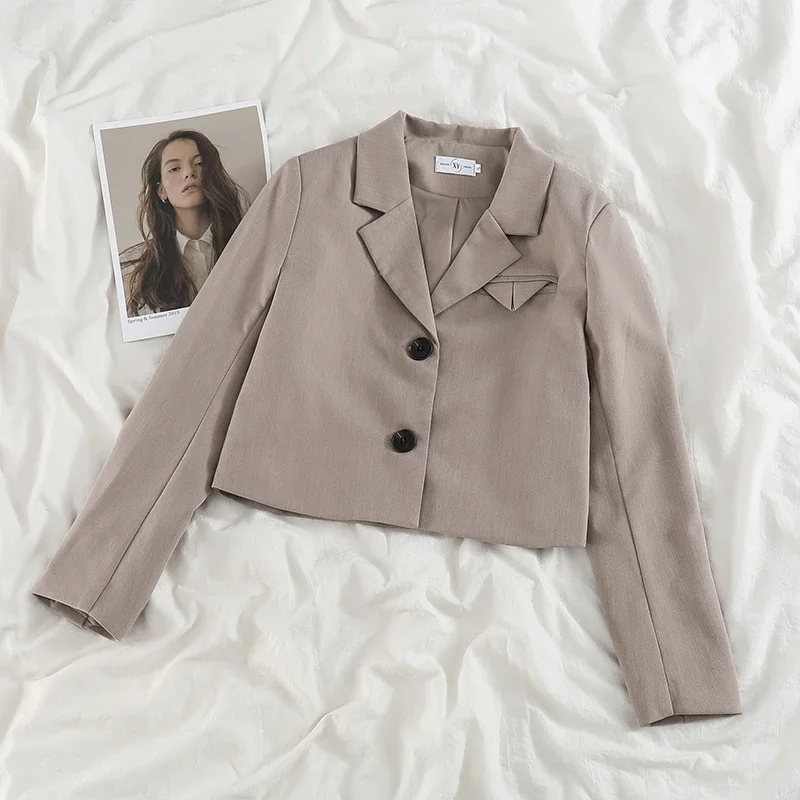 College Style Short Suit Jacket Female 2021 Spring and Autumn New All-match Jk Uniform Retro Three-piece Suits Long-sleeved Top