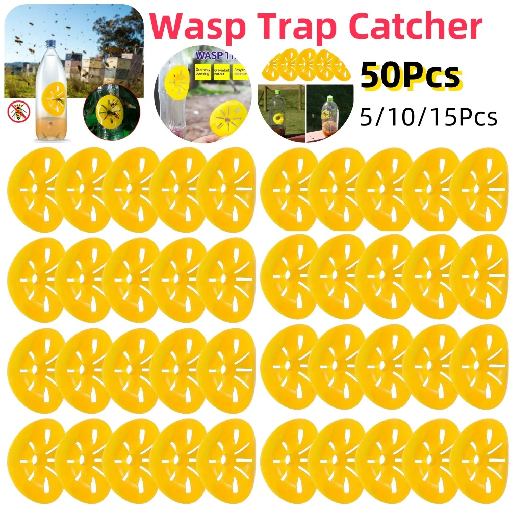 

50-5Pcs Reusable Wasp Trap Insect Funnel Killer Flower Bee Hornet Catcher Plastic Bottle Wasp Traps Garden Pest Control Tool