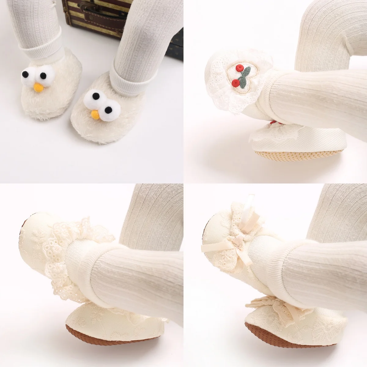 

Autumn And Winter Women's Baby Socks And shoes 0-18M Newborn Cute Lace Border Decoration Baby Bow Socks Baby Socks Anti Slip