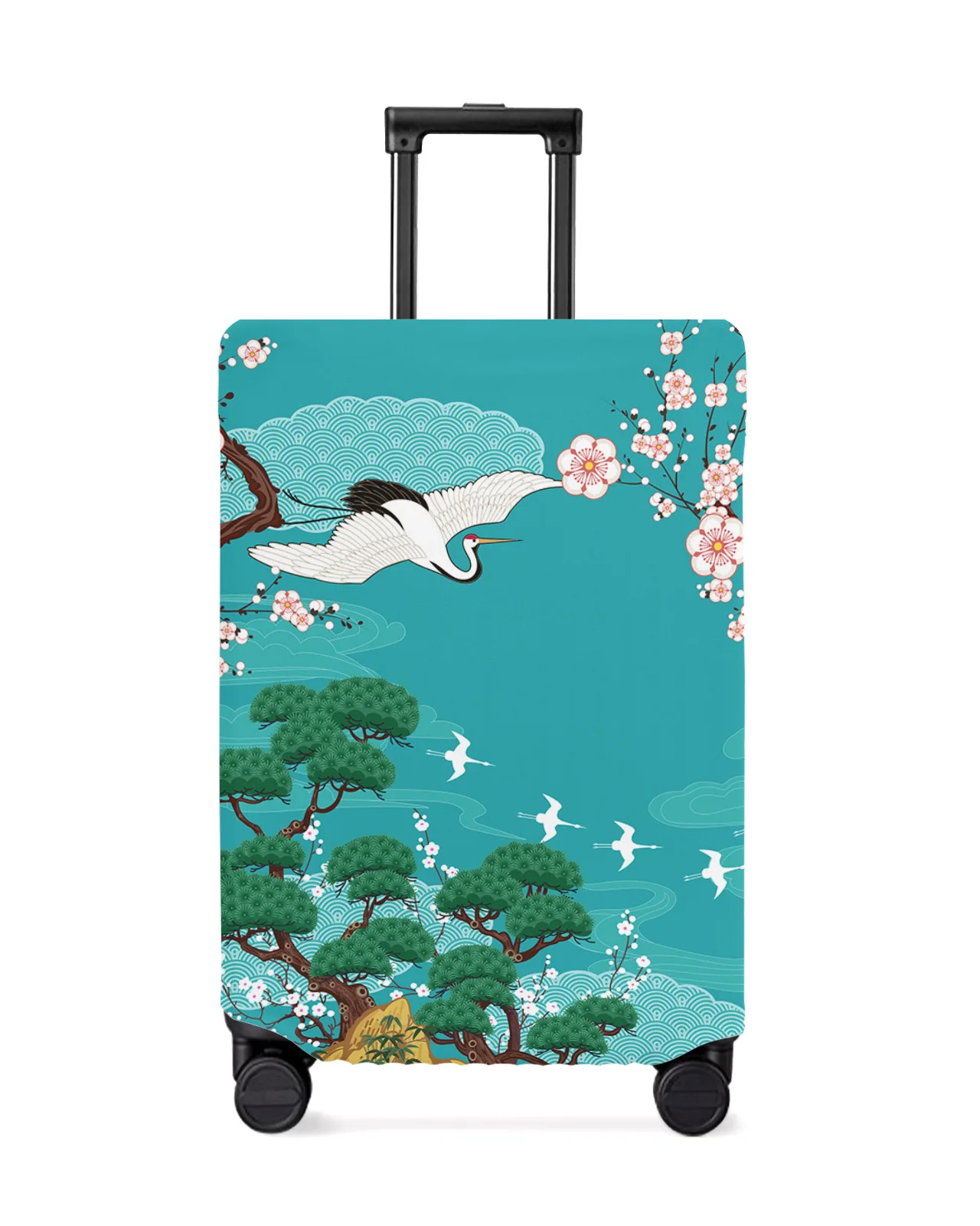 

Japanese Style Crane Cherry Blossom Vintage Luggage Cover Stretch Baggage Dust Cover for 18-32 Inch Travel Suitcase Case