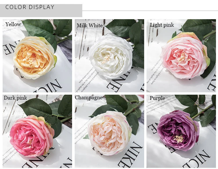 4 Stück Latex-Austin-Rosen, feuchtigkeitsspendende Pfingstrosen, künstliche Blumen mit echtem Touch, Brautstrauß, Hochzeitsblumenarrangement, Heimdekoration – Detail 3