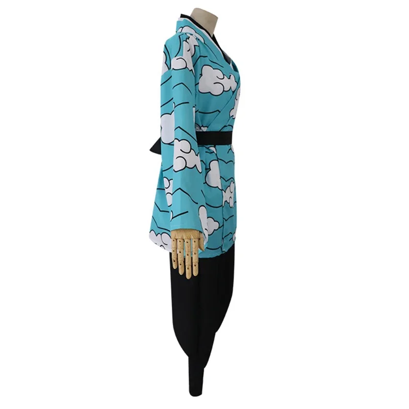 Anime Kamado Tanjirou Urokodaki     Hemelsblauwe Wolk Uniform Kimono Vrouwen Mannen Halloween Kostuum Pruik Masker Rekwisieten