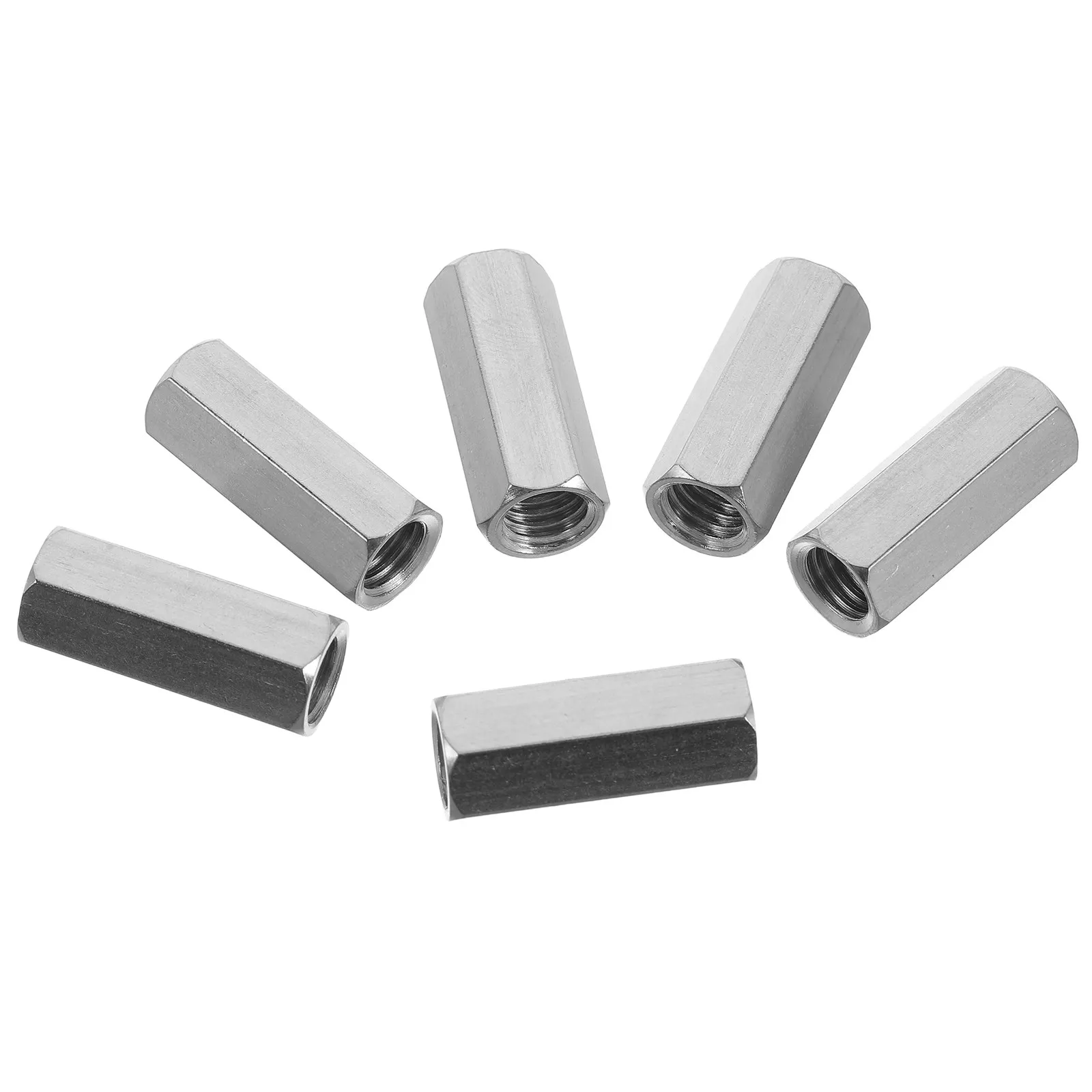 6Pcs Stainless Steel Hex Coupling Nut M8x25mm Long Threaded Rod Extension Connector Mechanical Coupler Metric Hex Coupling Nut