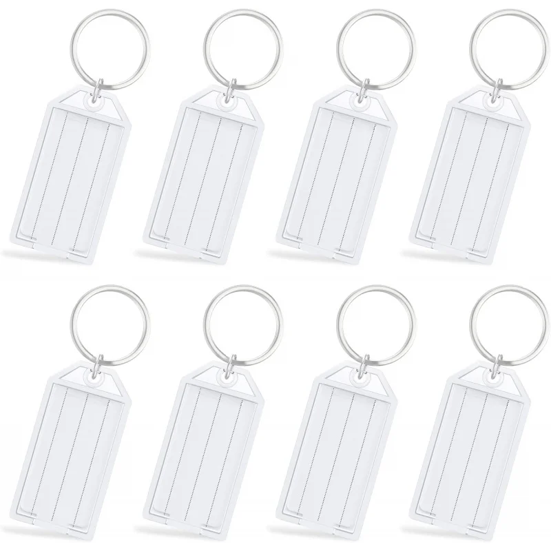 80 Pieces Key Tags 2 Inch Plastic Key Chain Tags with Ruled Blank Paper Labels Transparent Covers and Split Rings Sturdy Item Id