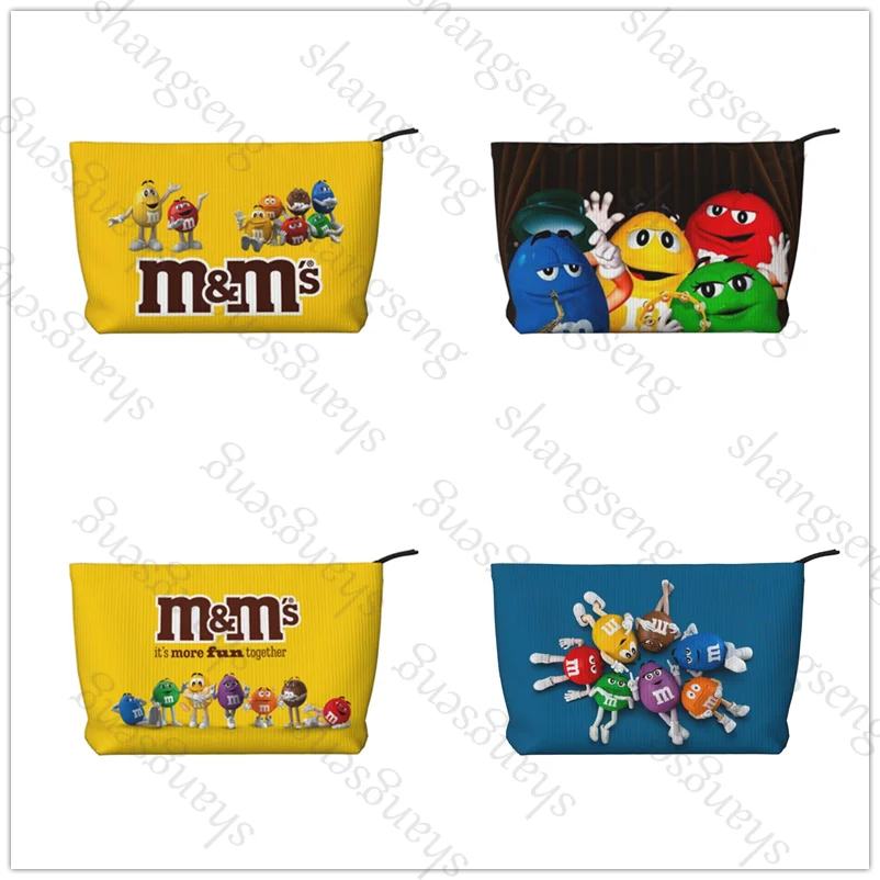 

Cosmetic Bag Toilet Storage Bag Women's Box Luxury Travel Zipper Corduroy Print Storage Bag Gift M&M's chocolate beans