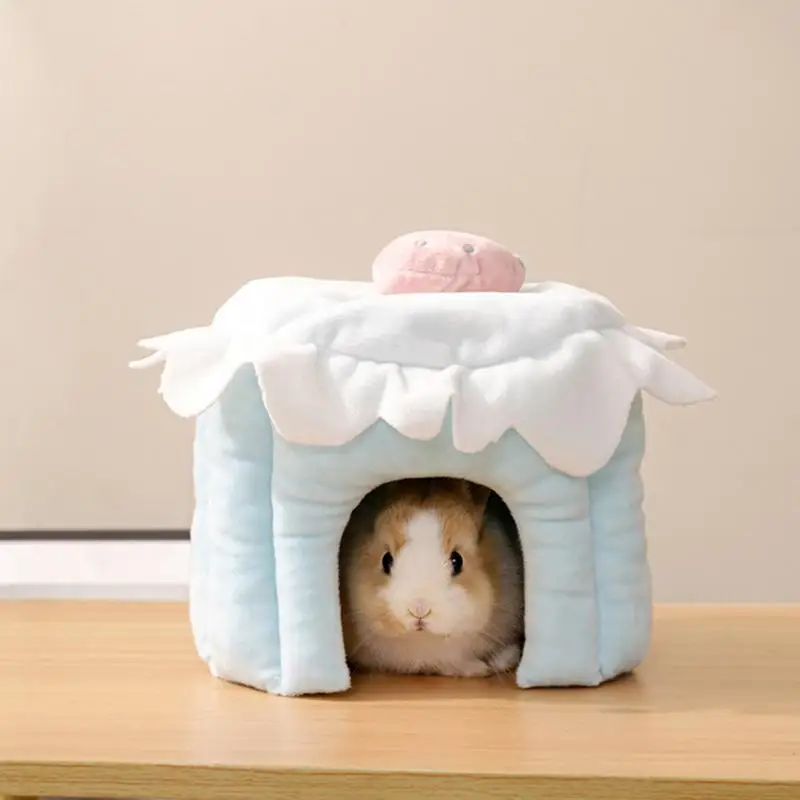 

Cute Hamster House Hamster Warm Bed Small Pet Soft Tunnel House Cake Shaped Small Animal Winter Sleeping House For Small Pets