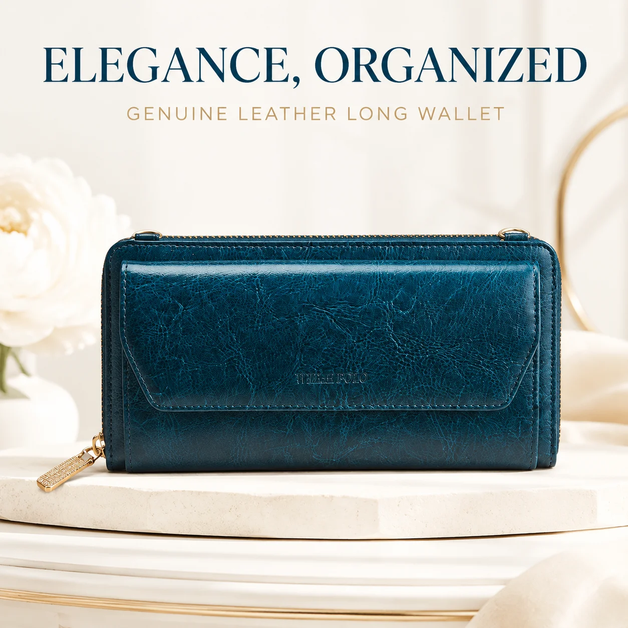 Women's Genuine Leather Long Wallet Vintage Large Capacity Multifunctional Clutch Card Holder Coin Purse