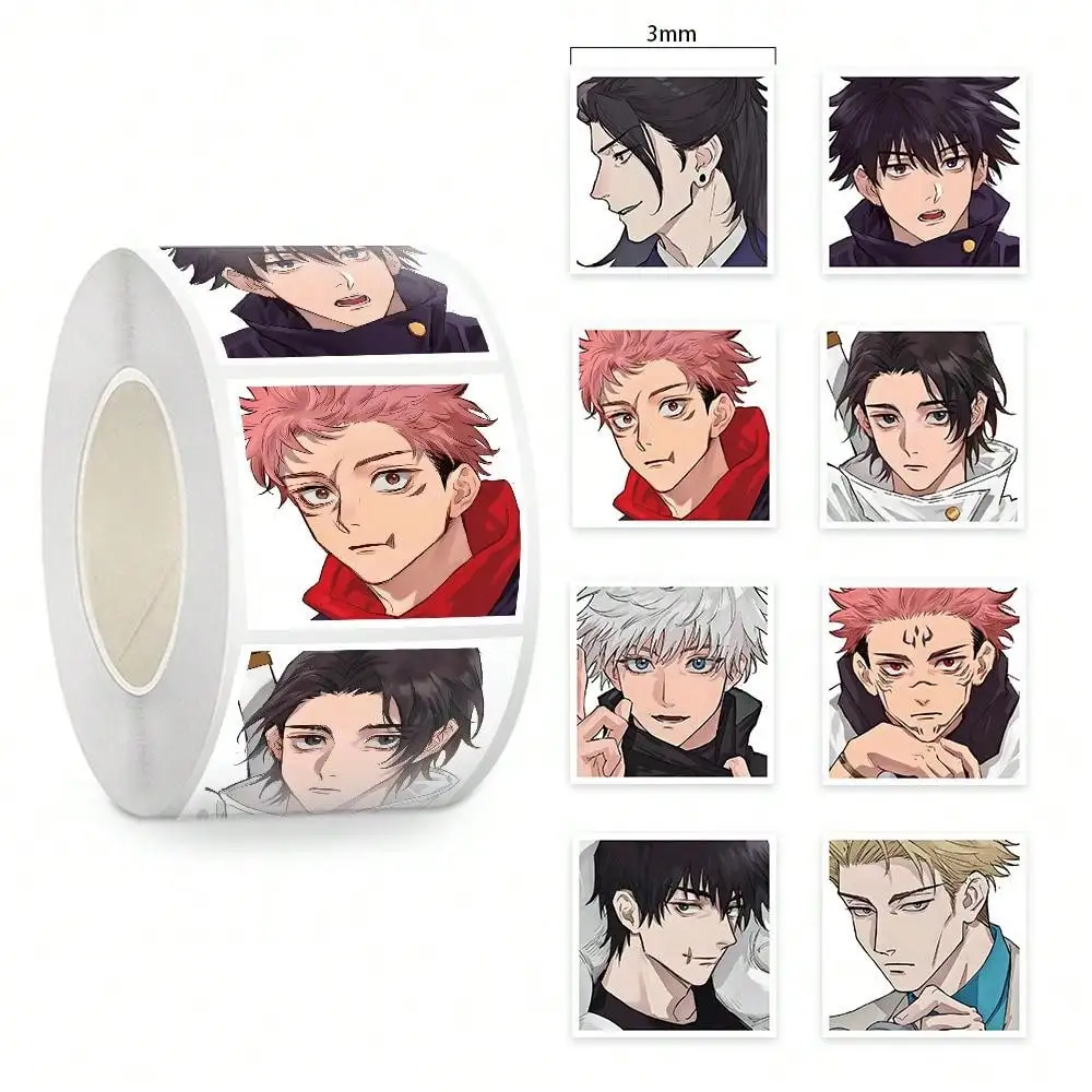 

500PCS Jujutsu Kaisen Roll Sticker Creative DIY Decorative Tablet Guitar Car Seal Decals Hand Account Waterproof Kids Gifts