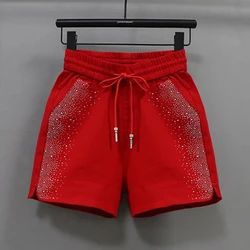 High waisted Shining Elastic Shorts Women's Candy color 2026 Summer New Korean Elastic waist A-line Casual Short Pants