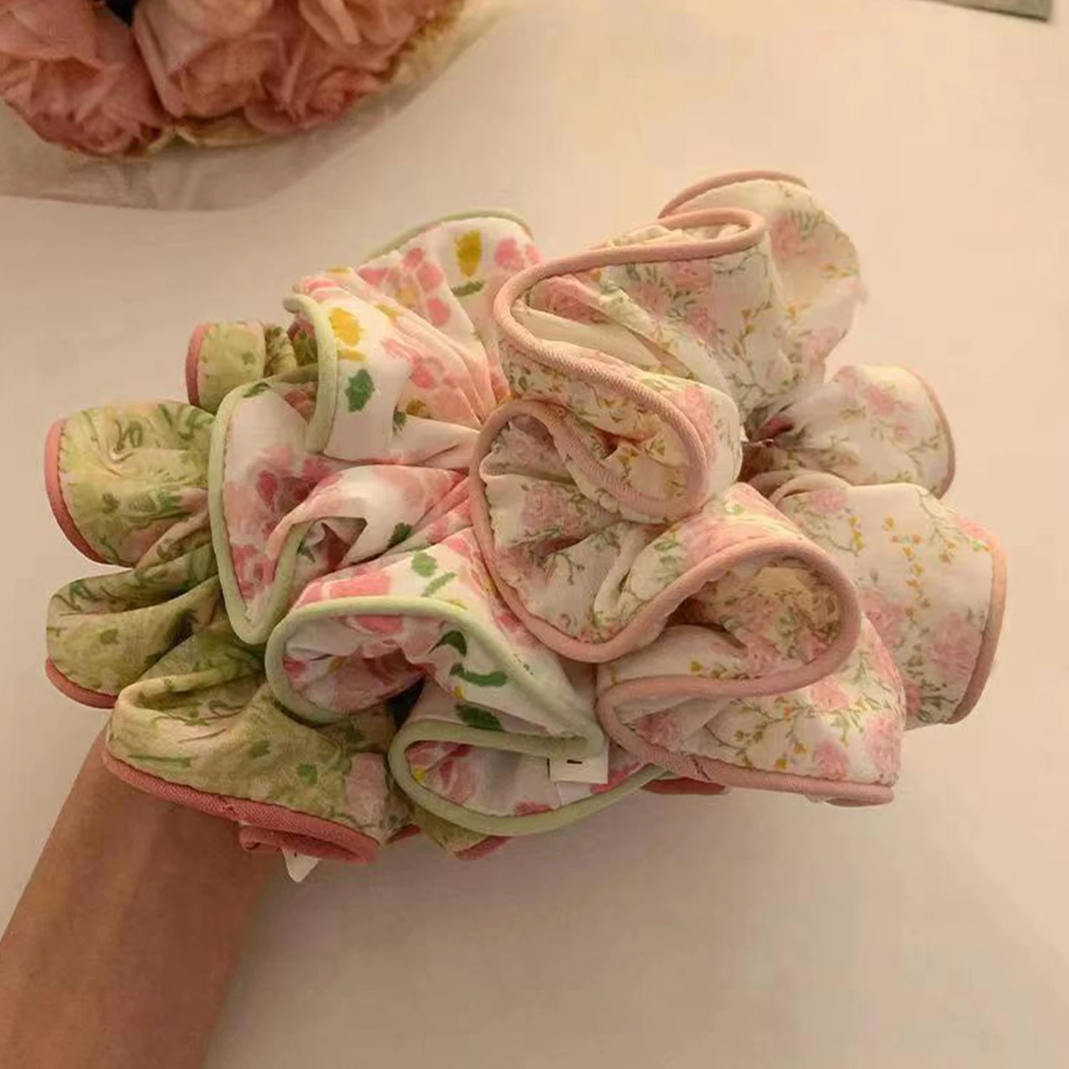 1 PC Korean Fashion Floral Scrunchies Women Girls Elastic Hair Rubber Band Accessories Tie Hair Ring Rope Headdress