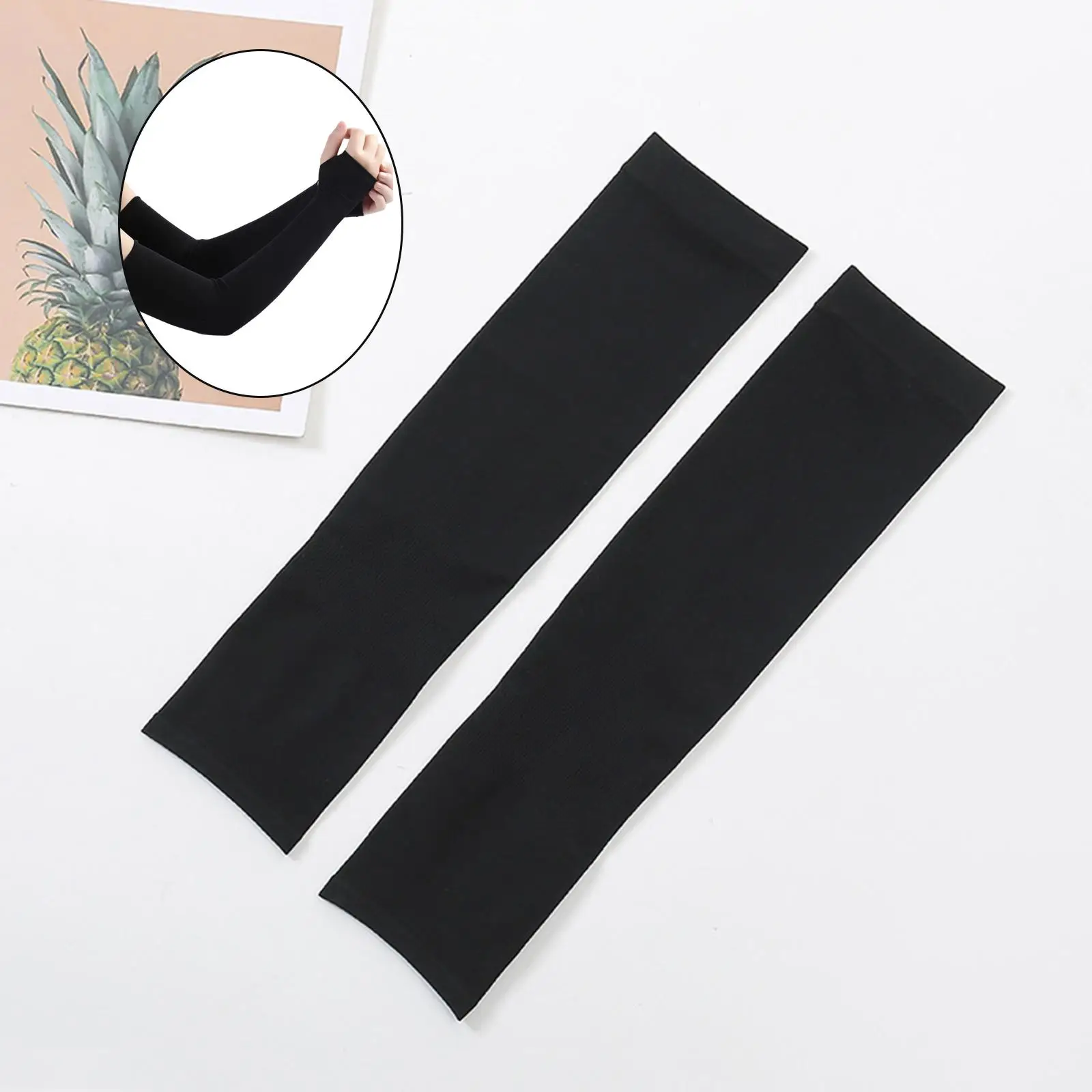 

4-6pack Protection Arm Sleeves Ice Silk Cooling Sports Sleeve Running Black