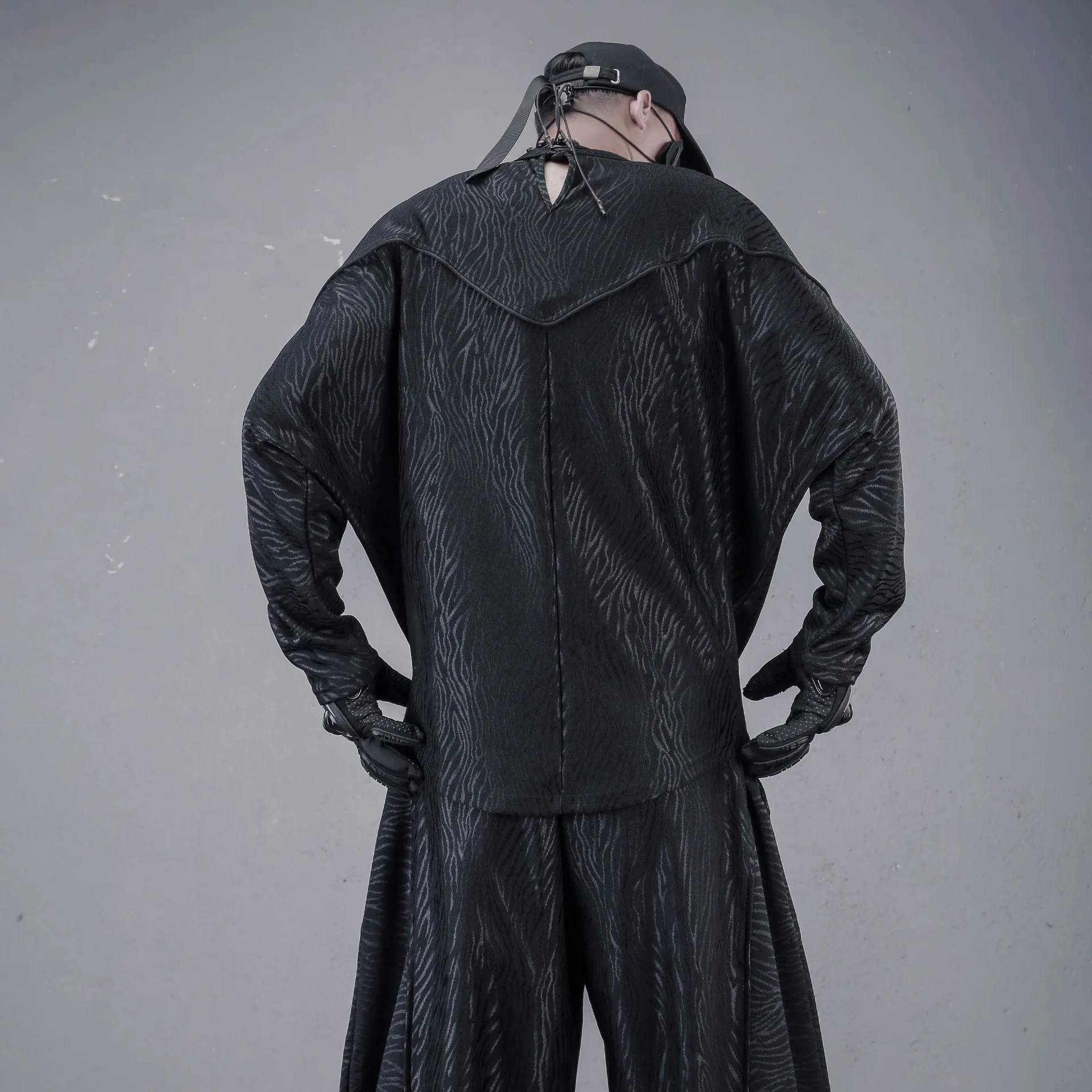Dark Style Stand Cut Dark Texture Anti-Wrinkle Stand Collar Sweater Men's  Loose Long-Sleeved T-shirt Trendy Ruan Handsome Coat