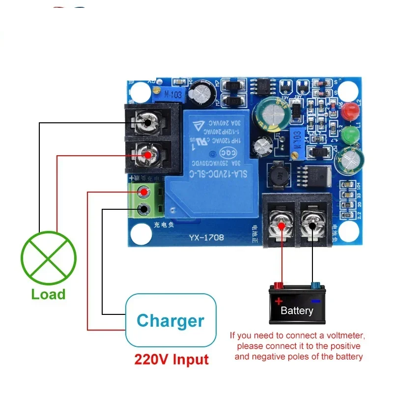 1/5PCS YX1708 Battery undervoltage charging control module TZT Battery under-voltage and over-voltage 30A controller board
