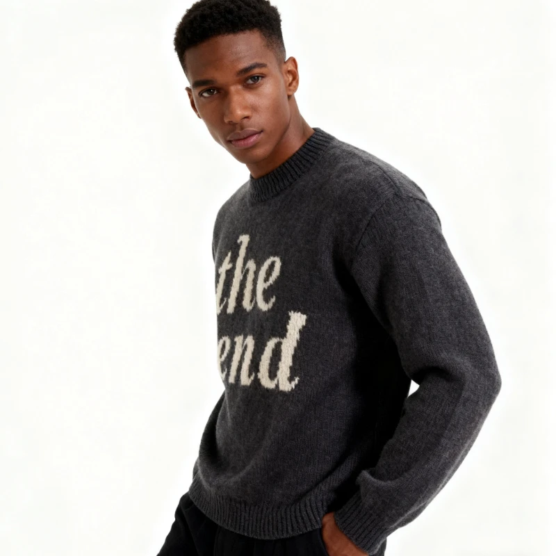 

Зима 202, теплая толстовка с капюшоном, вязаная уличная одежда, пальто в стиле ретро в стиле Харадзюку, повседневный модный вязаный топ Y2K