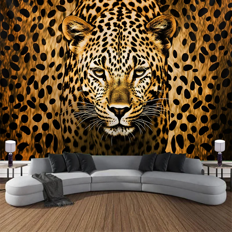 Animal Leopard Waterfall Tapestry Wall Art Floral  Wall Hanging Home House  Bedroom Decor For 2023 Tapiz Y2k Arazzi