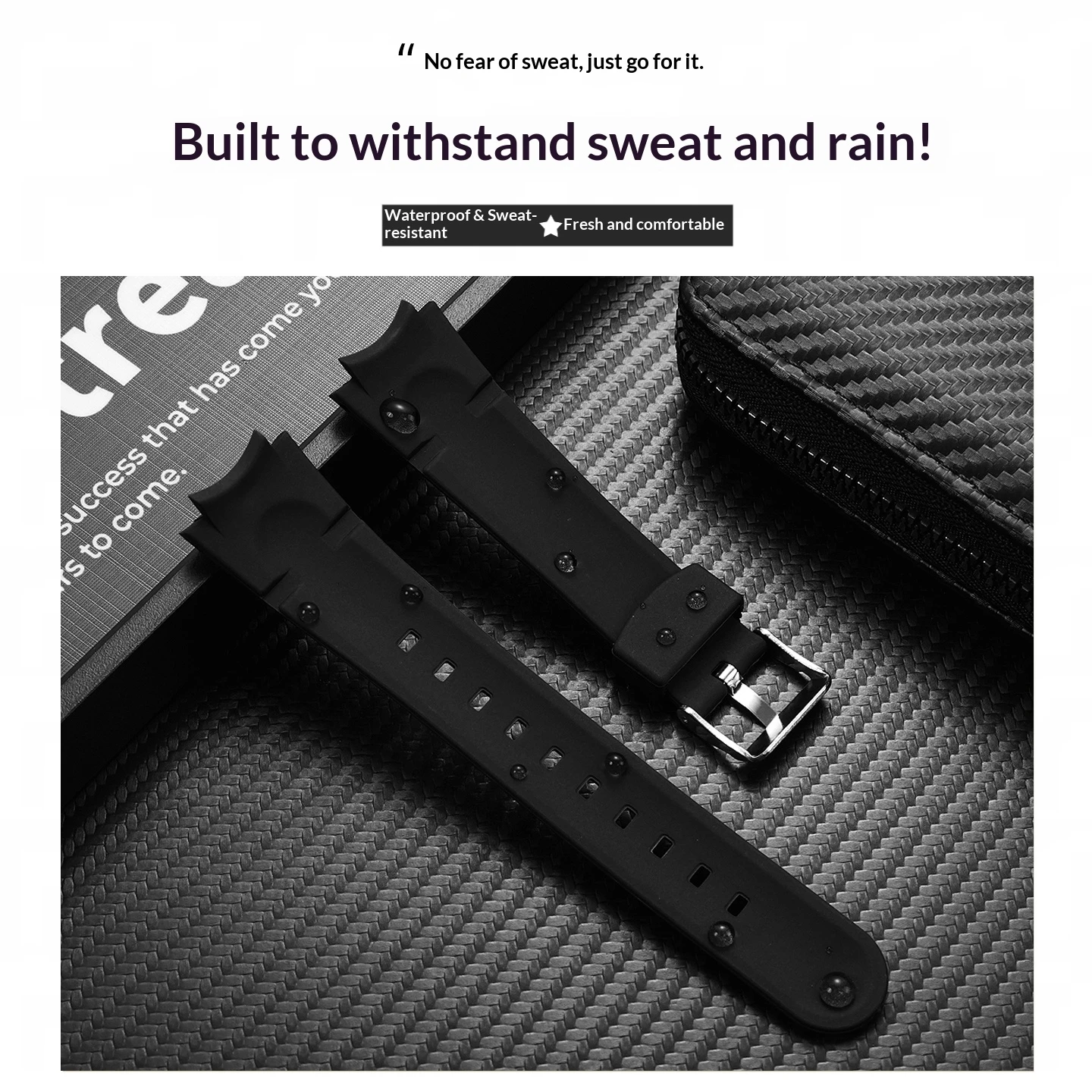 For Casio EDIFICE Series EAW-EF-305 Silicone Watch Strap EF305 Black Sports Waterproof Watch Band Men's Wristband Soft Belt view 3