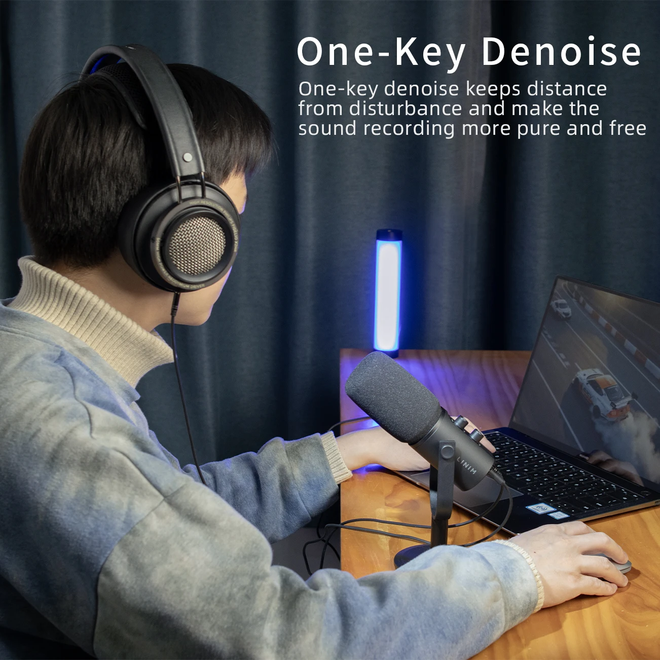 LINIM PD11 Dynamic USB/XLR Microphone with Gain Knob/Touch-mute/Headphone Jack,Recording Mic for PC Sound Card Streaming