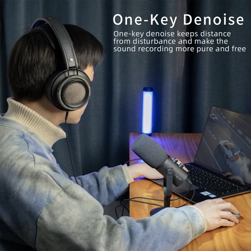 Imagen 2 del producto Micrófono LINIM PD11 dinámico USB/XLR con perilla de ganancia/mute táctil/conector para auriculares, micrófono de grabación para transmisión de tarjeta de sonido de PC