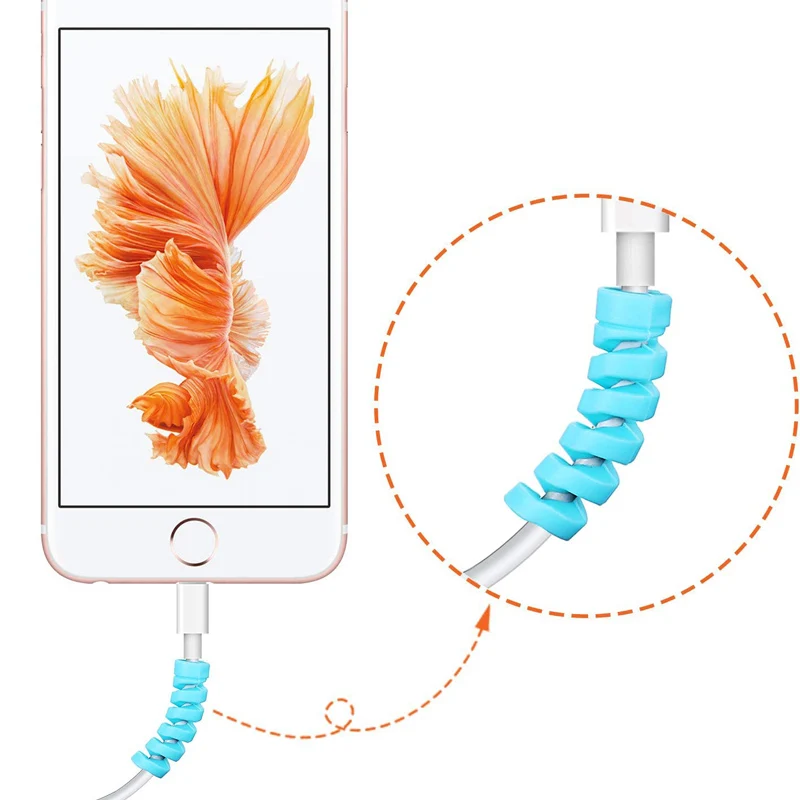 Charger Cable Saver Silicone Flexible Cable Wire Protector Management Organizer Spiral Protector for All Cellphone Data Line