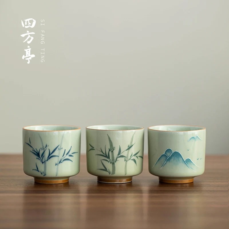 Hand-Painted Ceramics Gongfu Tea Cup Owner Cup Underglaze Color High End Home Use Gift Box Tea Set Gift