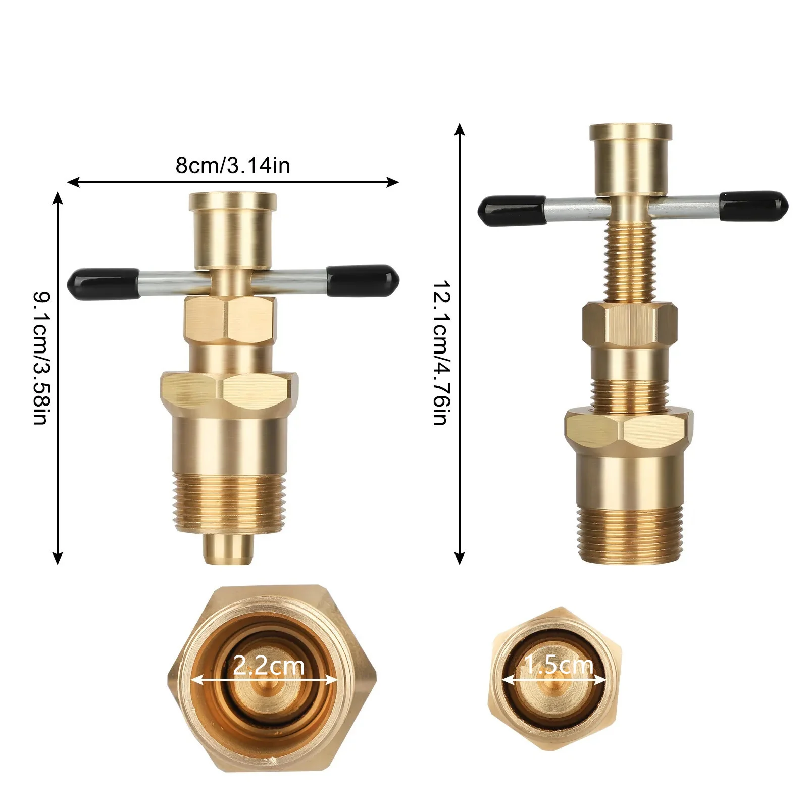 Solid Brass Olive Puller Tool 15mm & 22mm Compression Ring Remover for Copper Pipe Plumbing Extractor with High Hardness