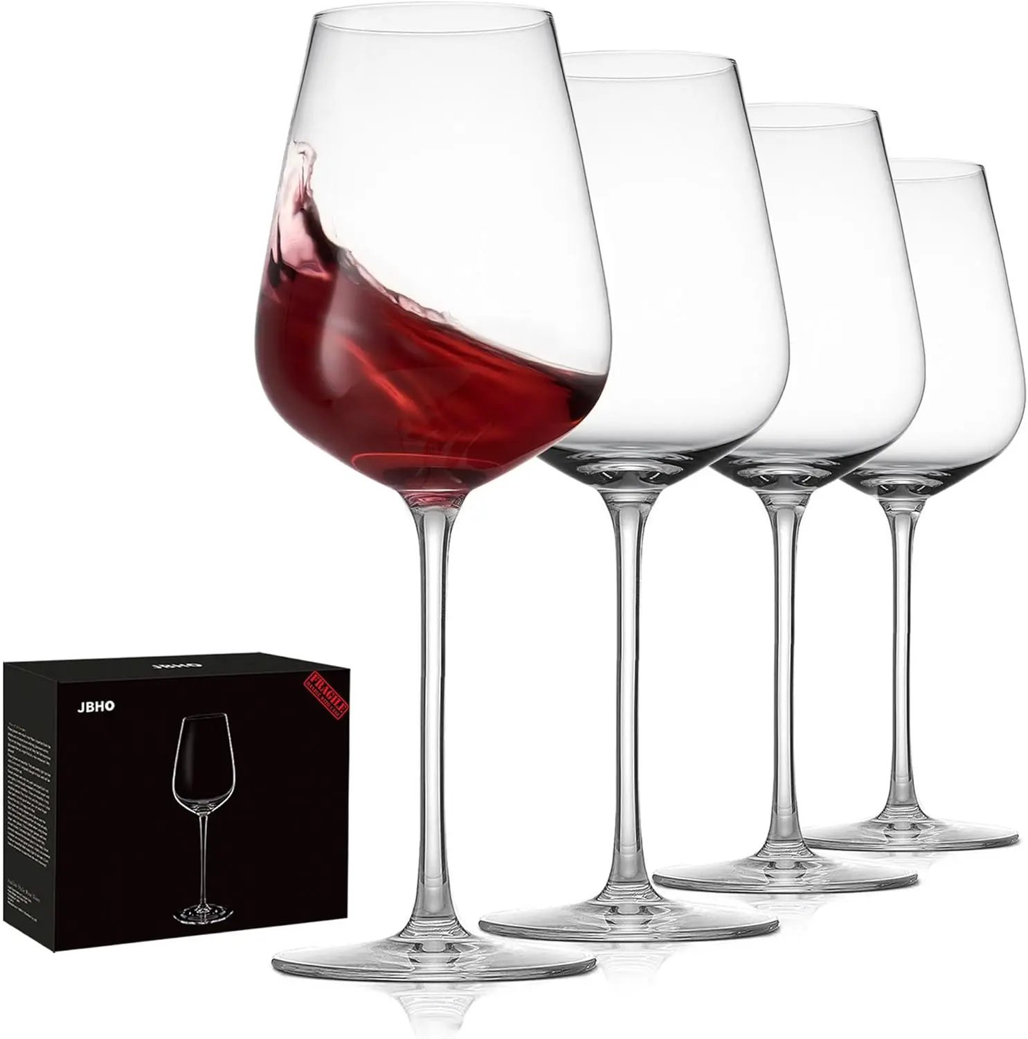 

Hand Blown Italian Style Crystal Bordeaux Wine Glasses - Great Gift Packaging - Red Wine Glasses Lead-Free Premium Cryst